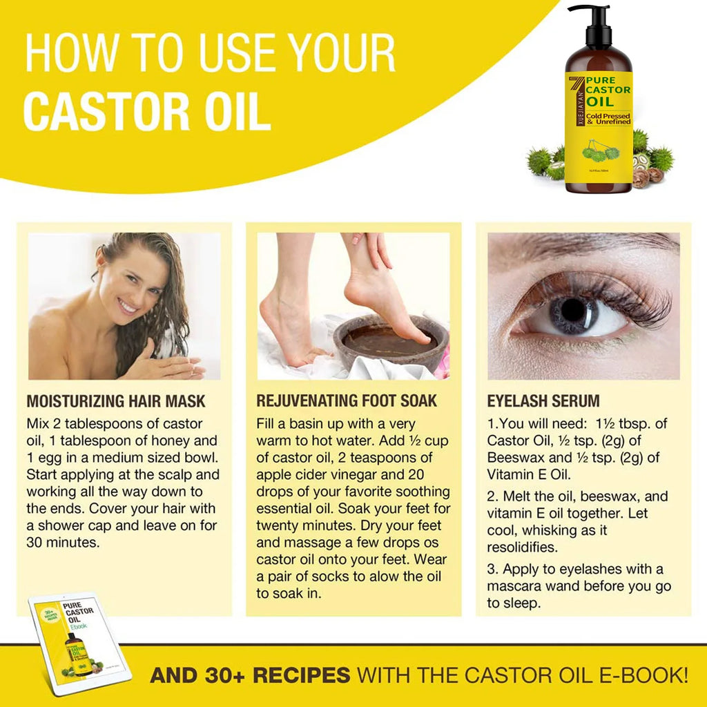 SENSO™ CastorPure — Huile de Ricin Pure pour Cils, Sourcils & Cheveux